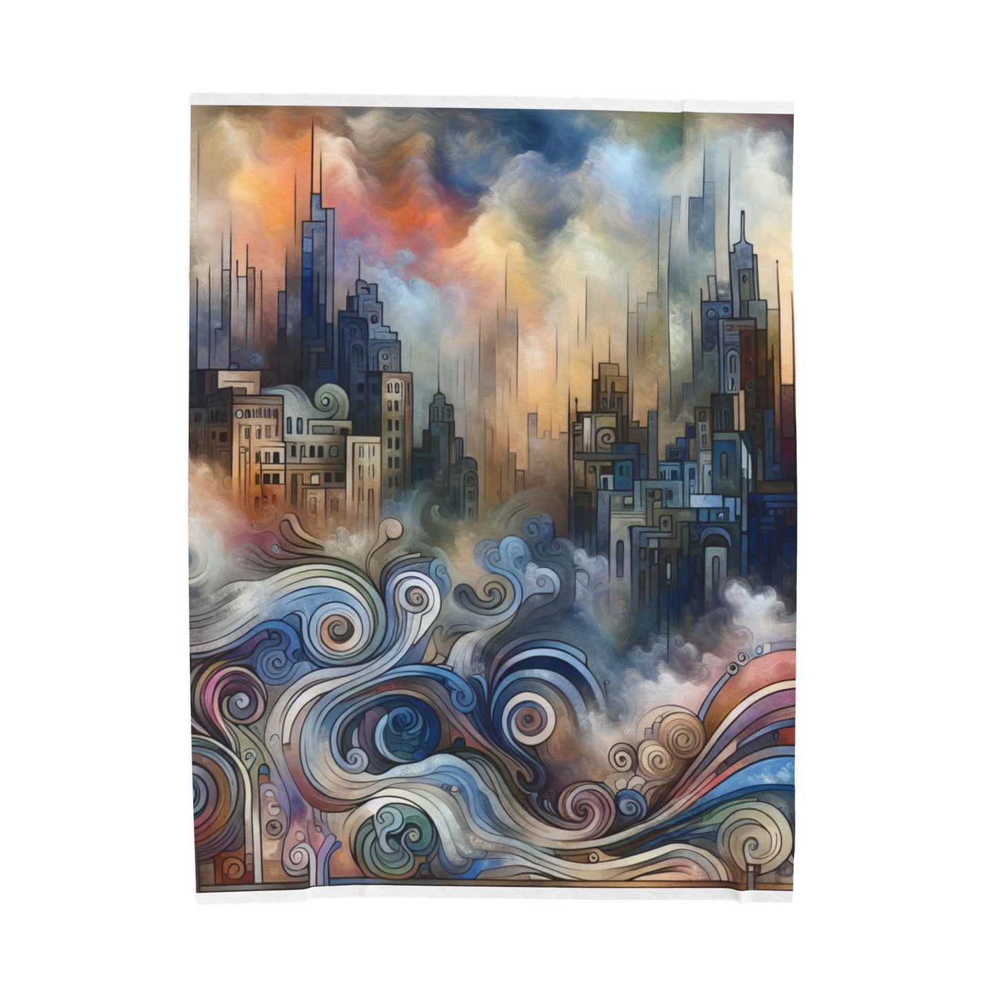 Metropolitan Curves and Clouds - Plush Blanket