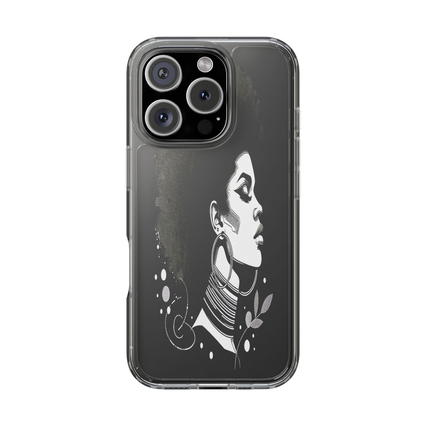 Transparent Afro Goddess Portrait Iphone Case Compatible With Iphone 16 15 14 - Clear Phone Cover