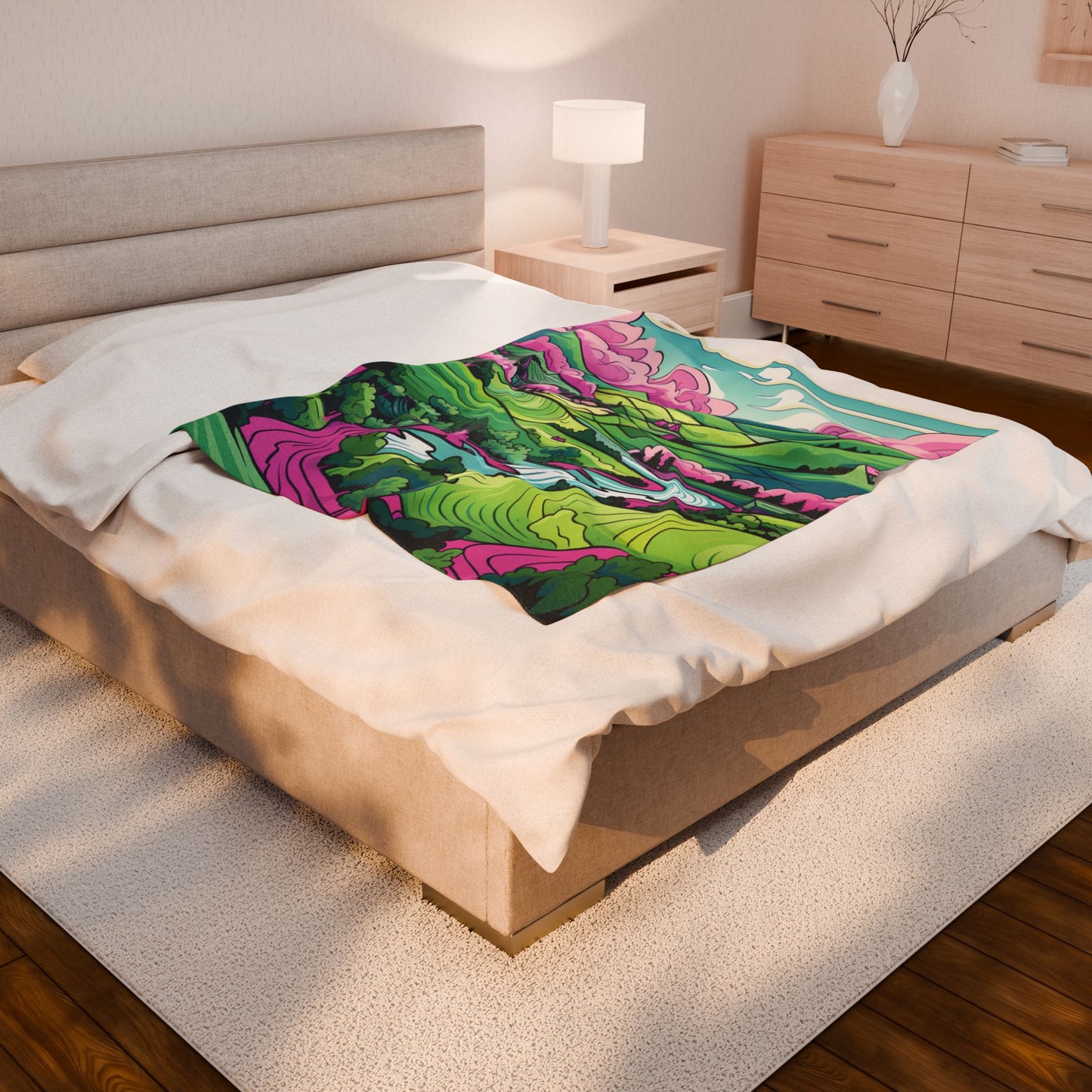 Vibrant Valley Dreamscape- Plush Blanket