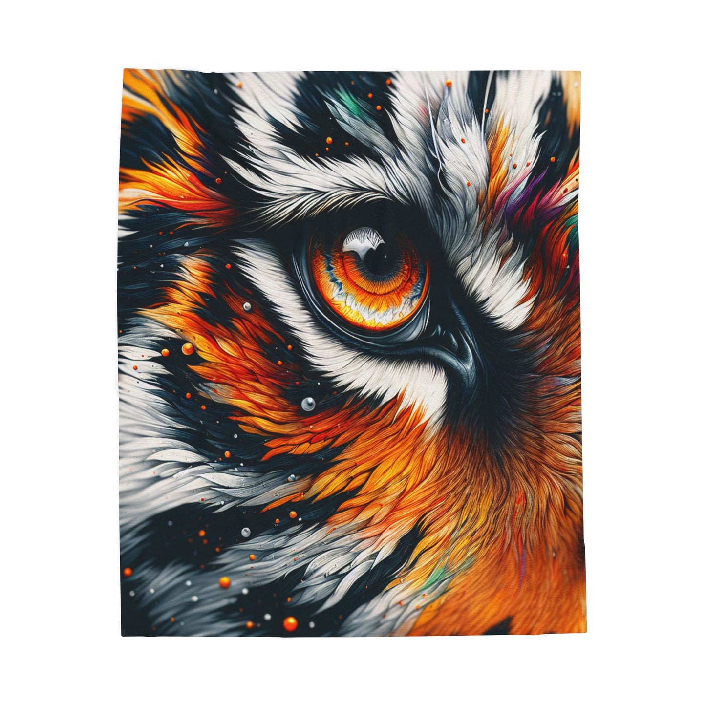 Eye of the Tiger's Fiery Vision - Plush Blanket