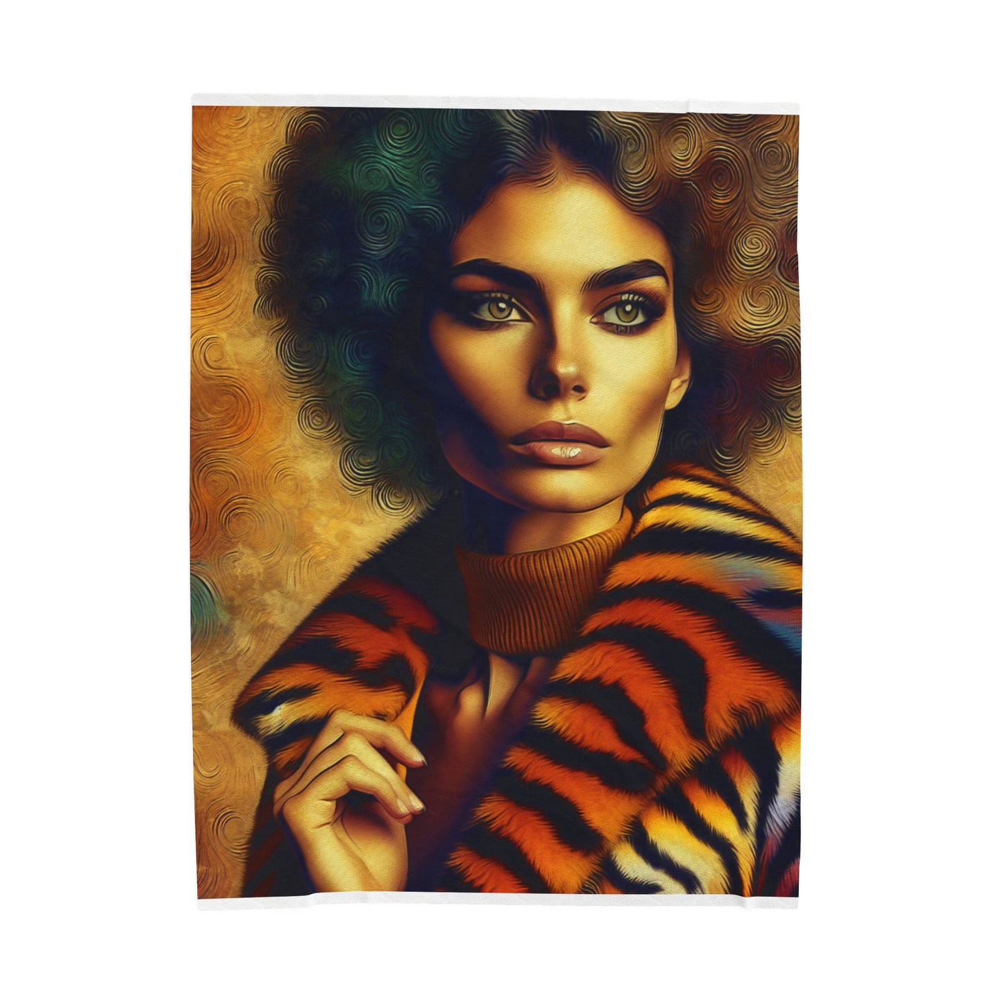 Feline Melanin Allure - Plush Blanket