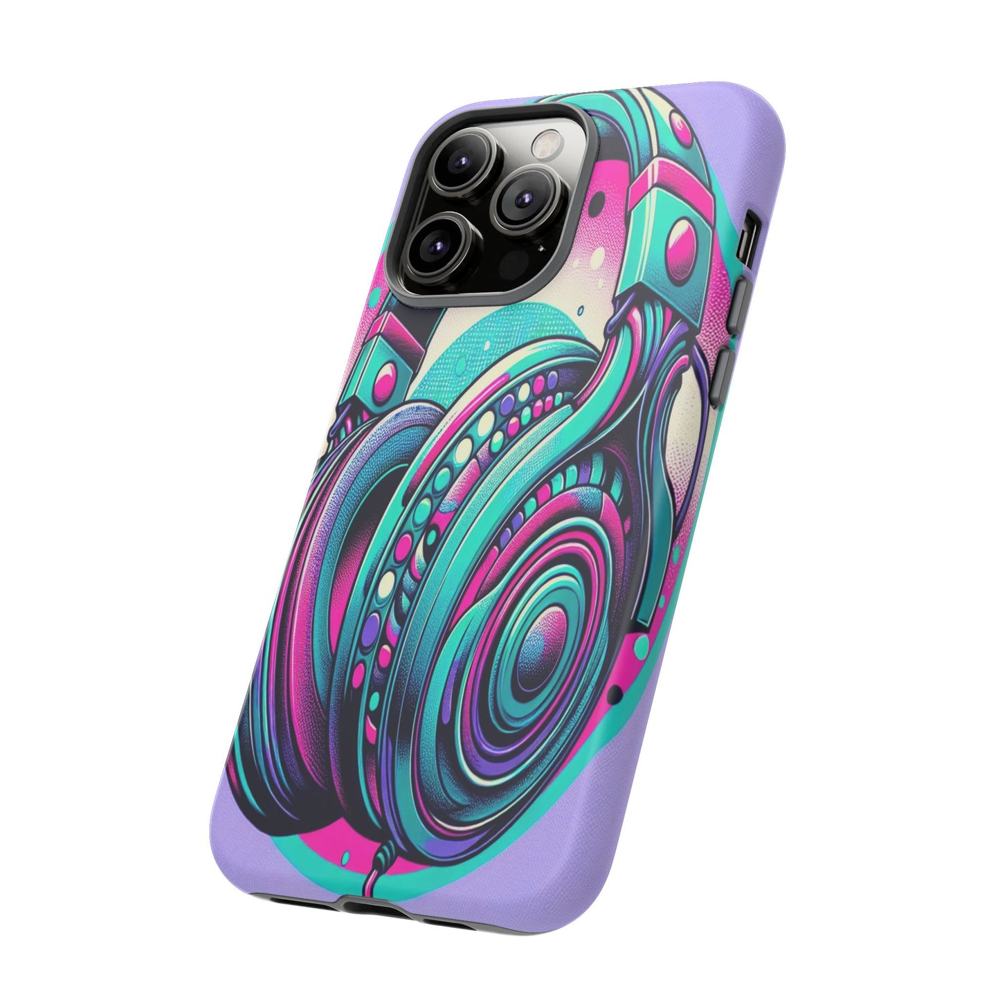 Custom ProtectiveHeadphone Vibes in Electric ColorsIphone Case Compatible With Iphone 16 15 14 - Phone Cover