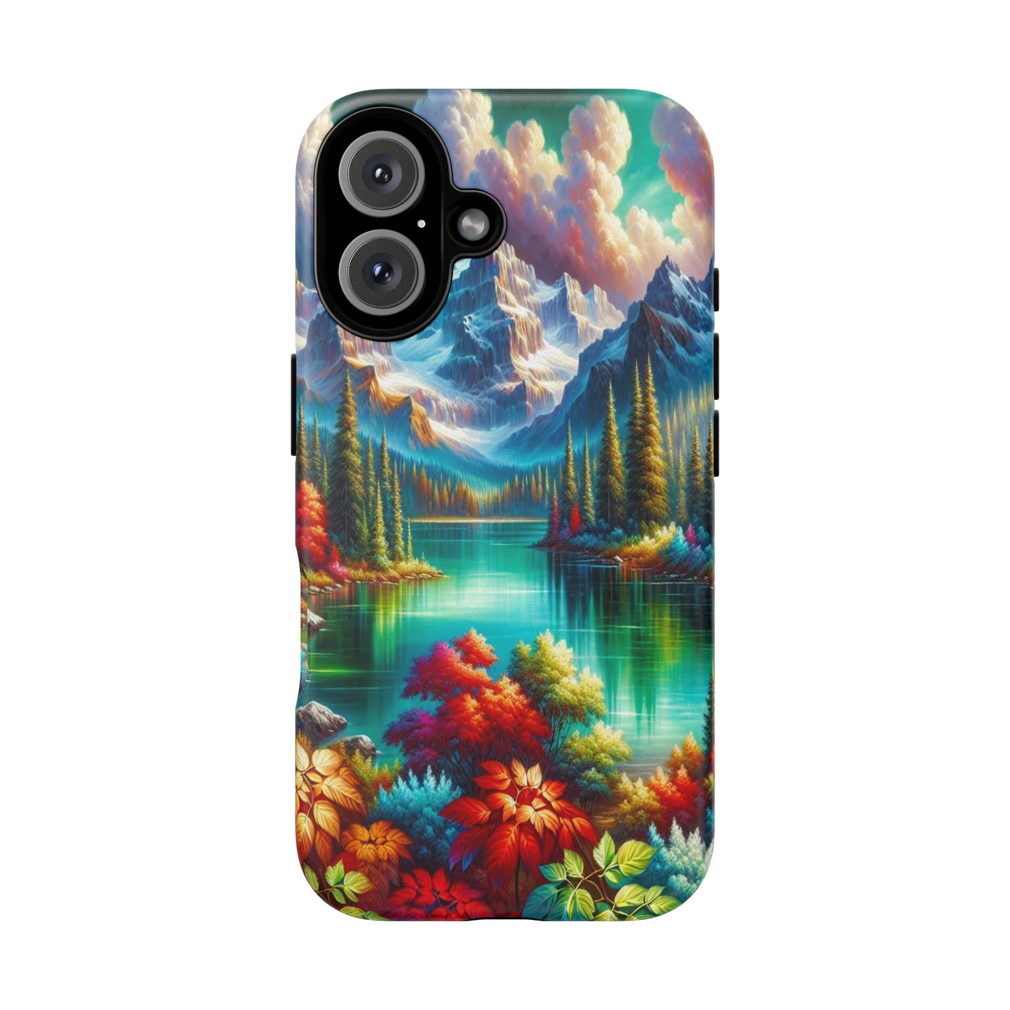 Colorful Mountain Lake Scene - Phone Case