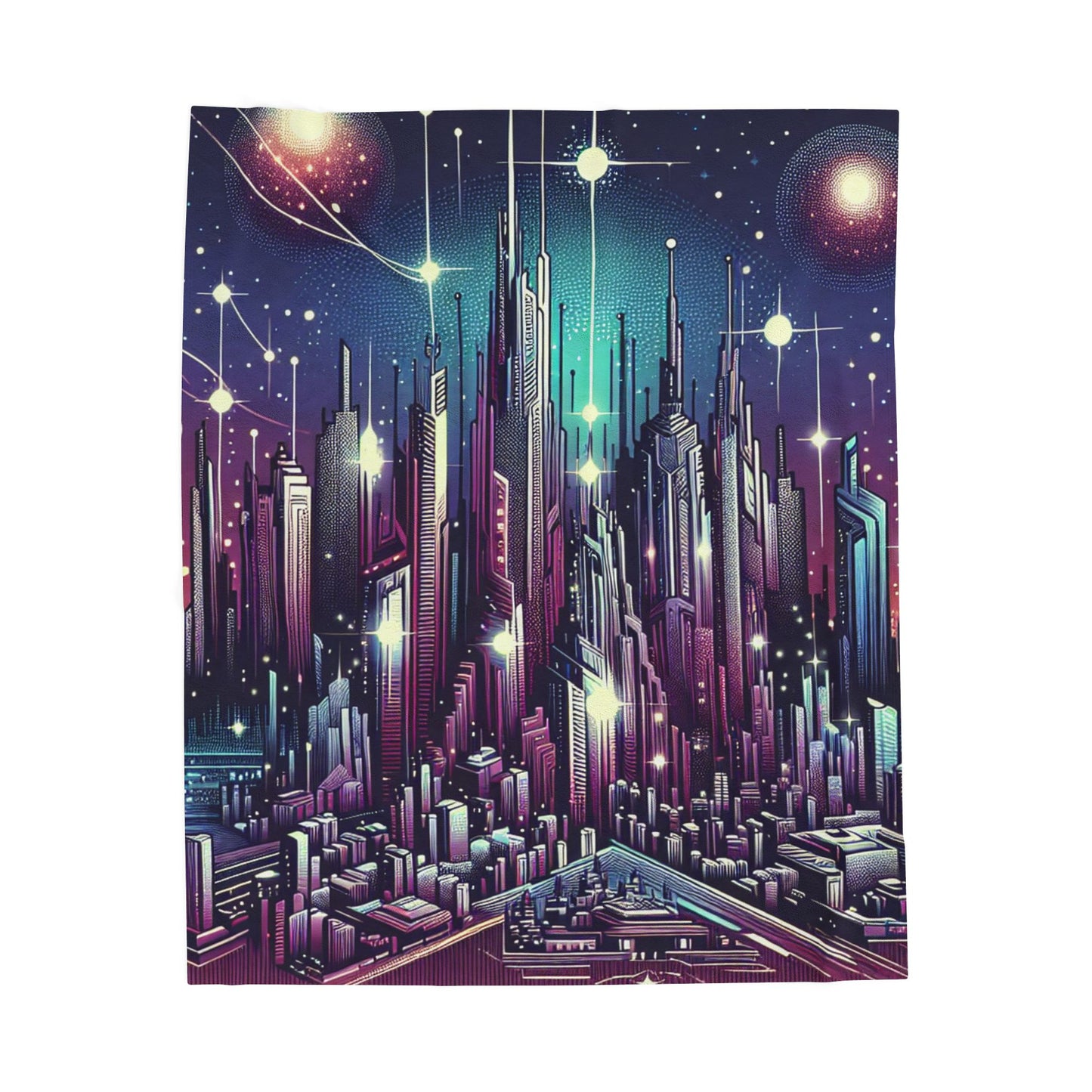 Stellar Metropolis Dreamscape - Plush Blanket
