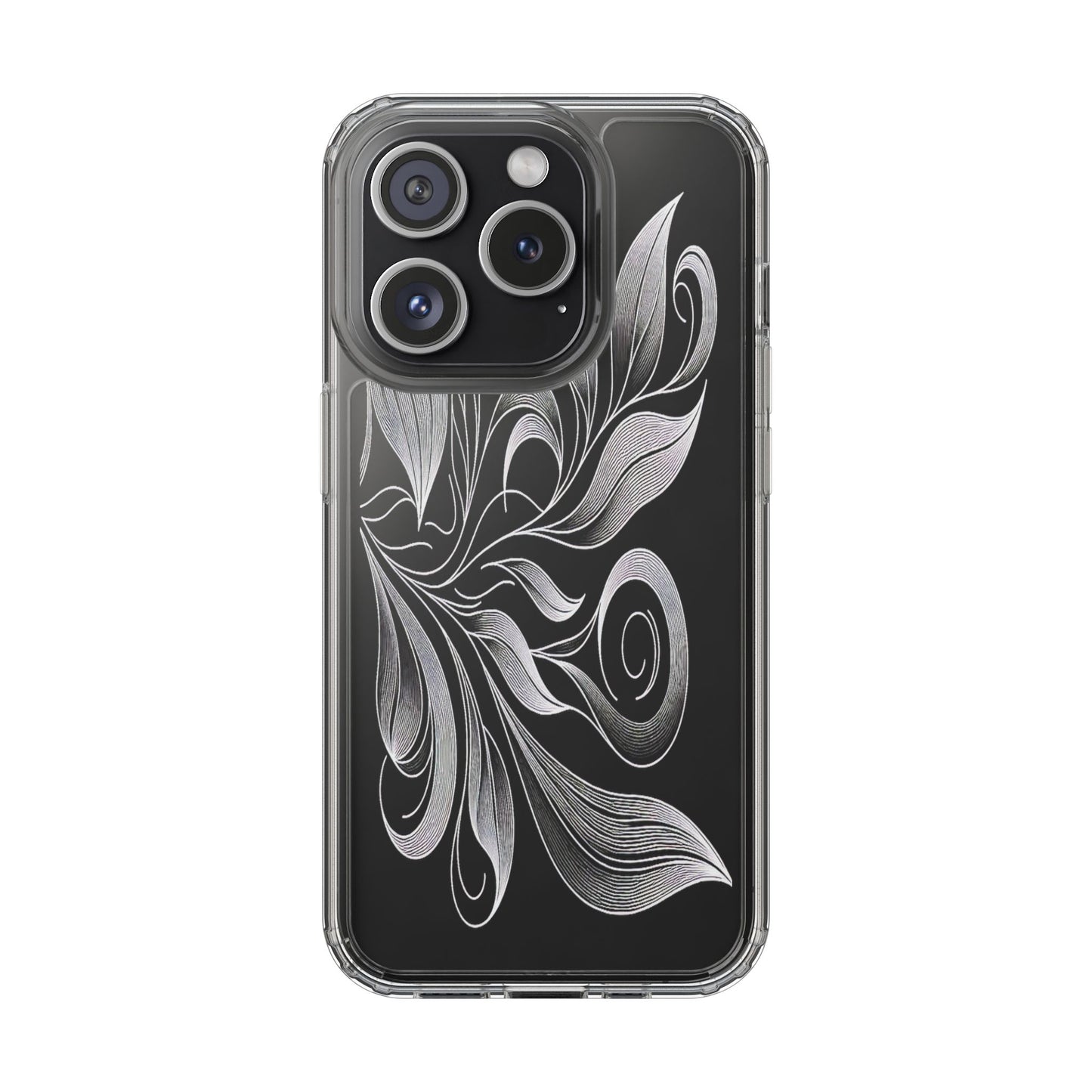 Transparent Nature's Embrace in Linework Iphone Case Compatible With Iphone 16 15 14 - Clear Phone Cover