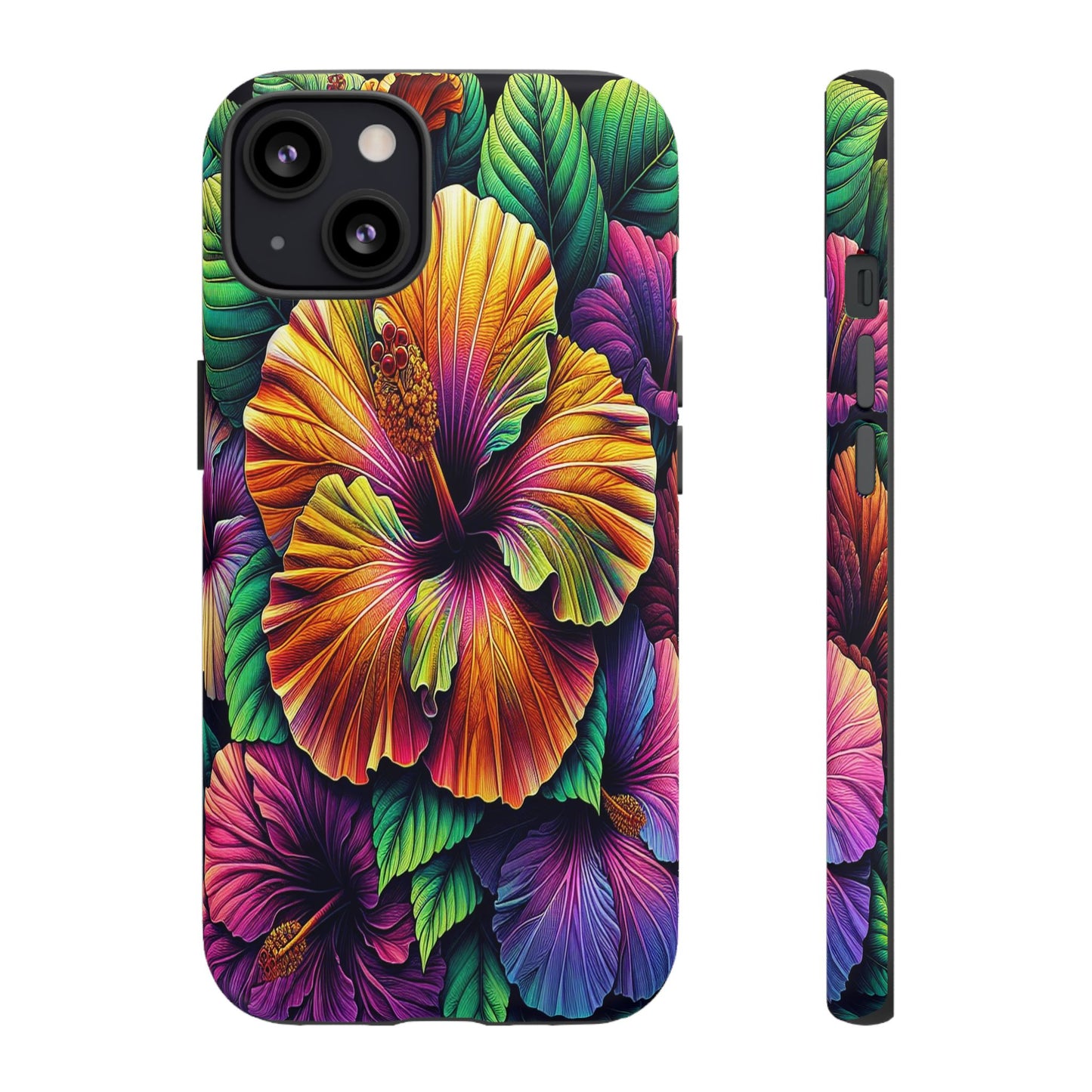 Custom ProtectiveColorful Hibiscus RadianceIphone Case Compatible With Iphone 16 15 14 - Phone Cover