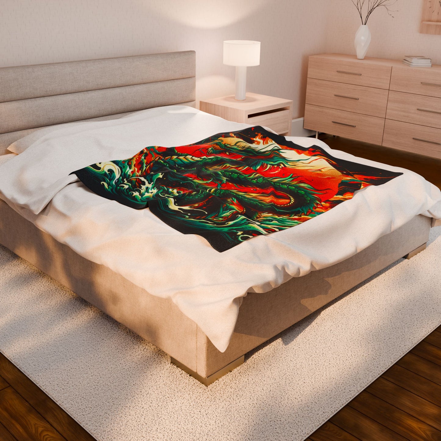 Dragon's Fiery Ascension - Plush Blanket