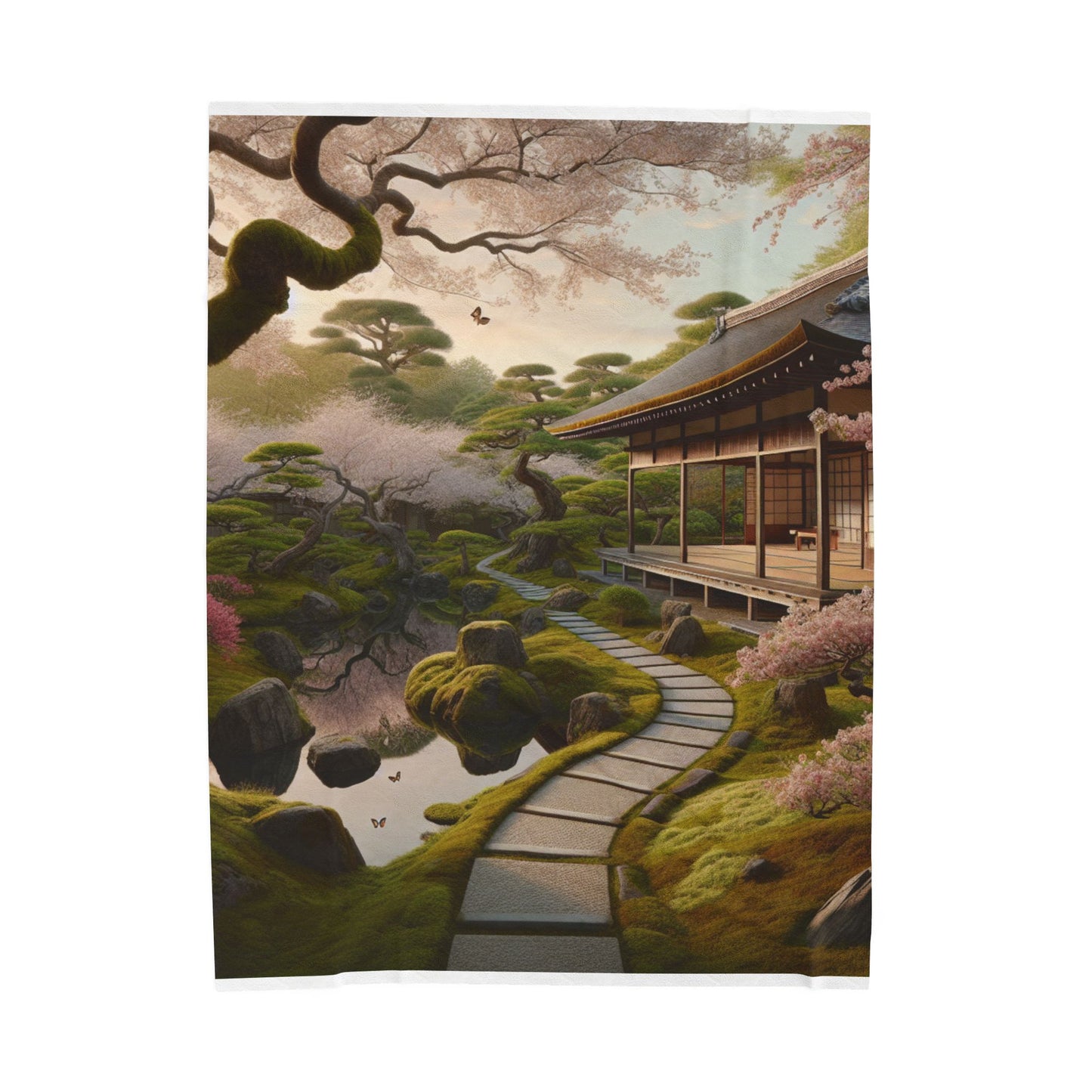 Tranquil Garden Pathway- Plush Blanket