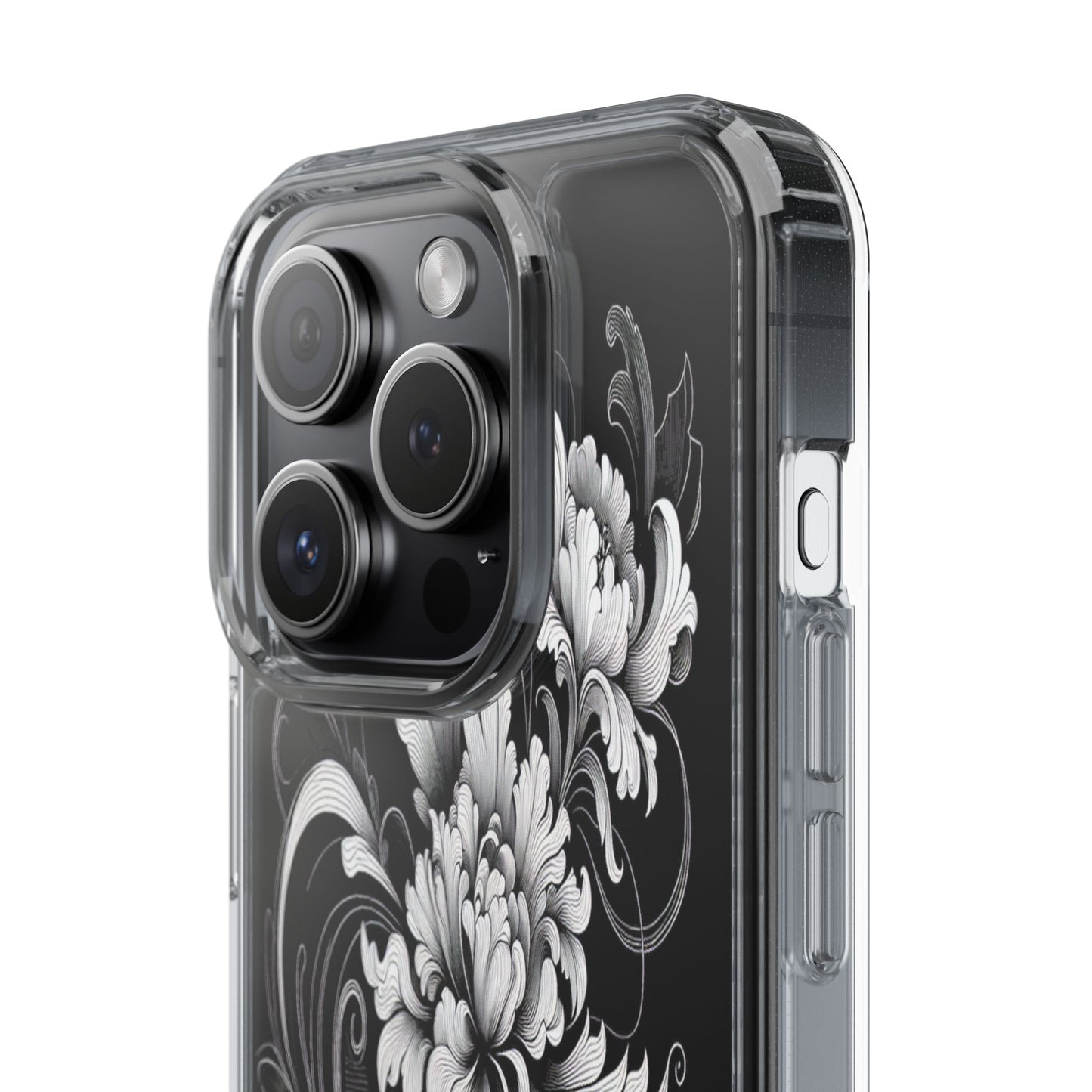 Transparent Intricate Flourish Design Iphone Case Compatible With Iphone 16 15 14 - Clear Phone Cover