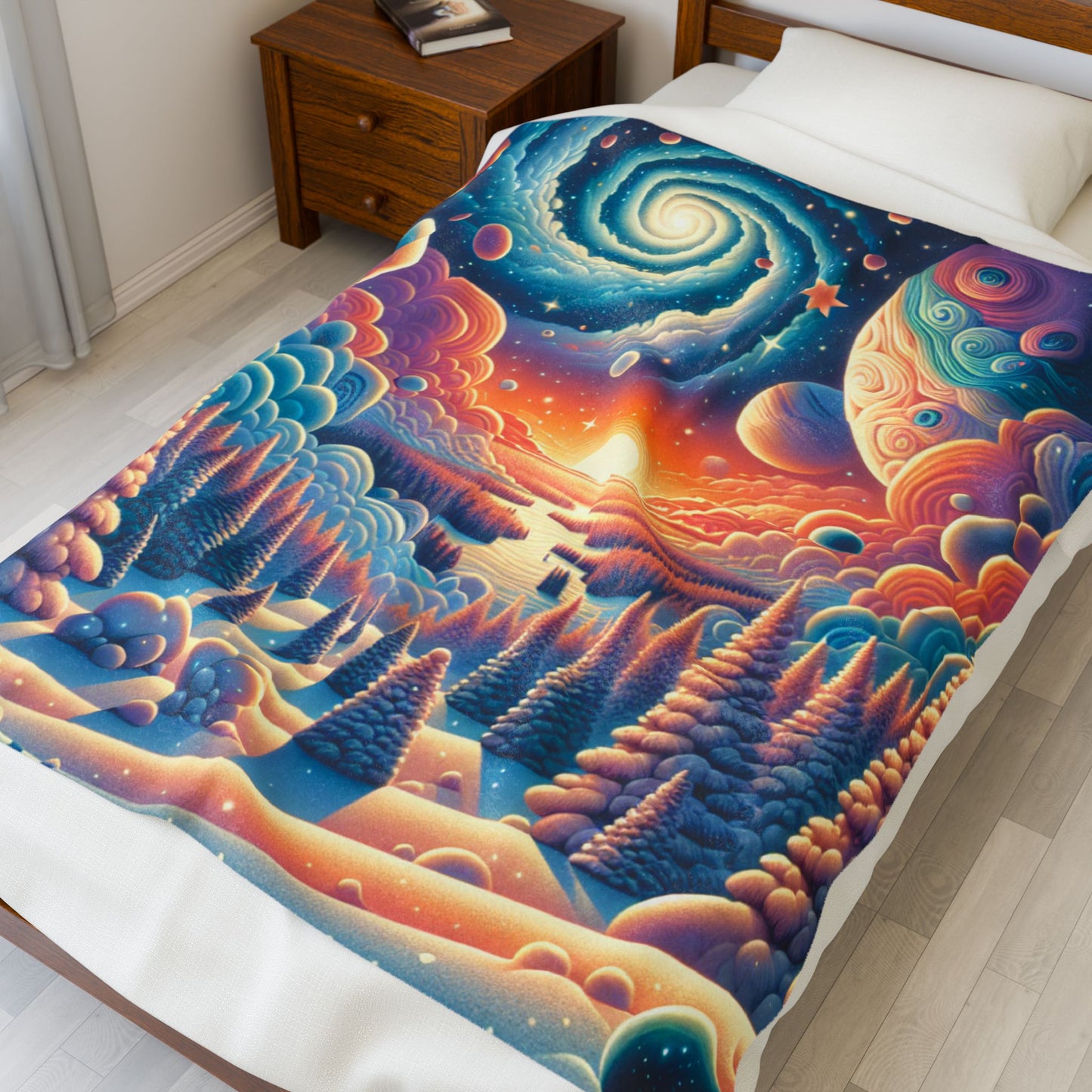 Cosmic Winter's Embrace - Plush Blanket