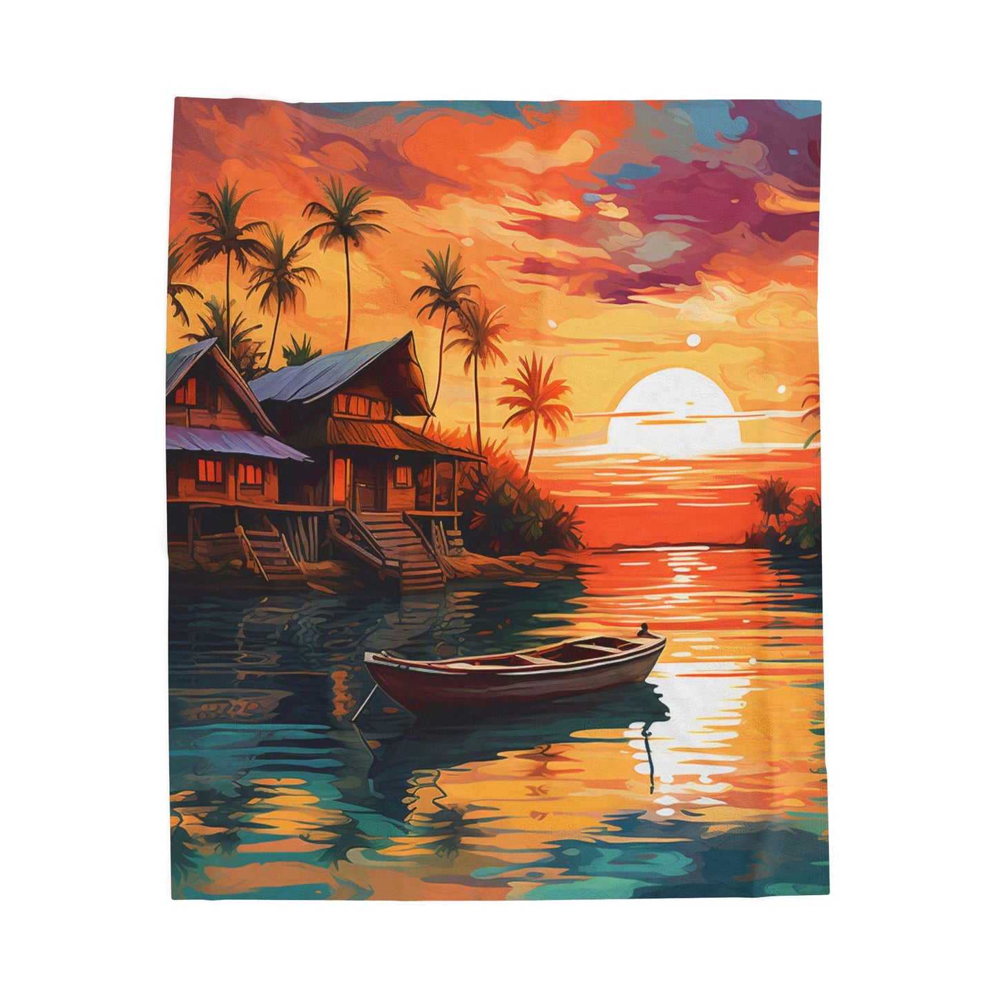 Tropical Sunset Serenity- Plush Blanket