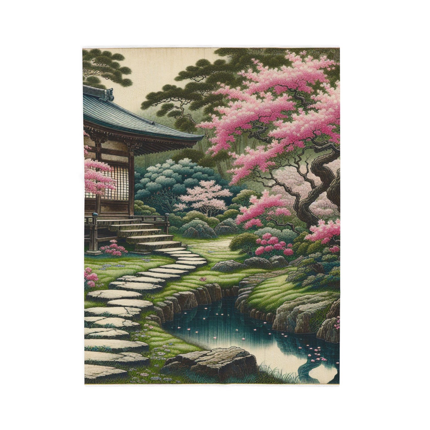 Zen Retreat in the Garden - Plush Blanket