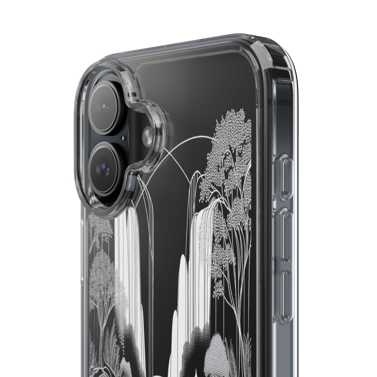 Transparent Waterfall Bridge Scene Iphone Case Compatible With Iphone 16 15 14 - Clear Phone Cover