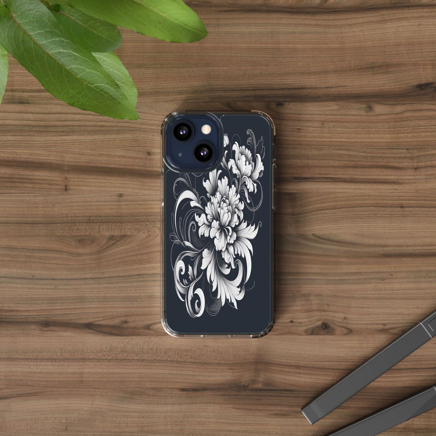 Transparent Intricate Flourish Design Iphone Case Compatible With Iphone 16 15 14 - Clear Phone Cover