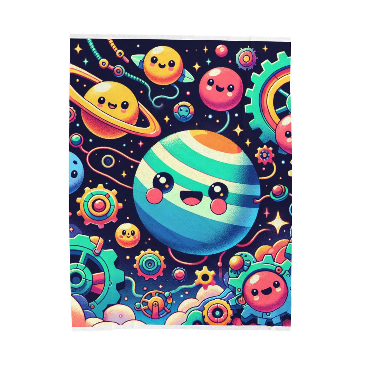 Playful Celestial Adventure - Plush Blanket