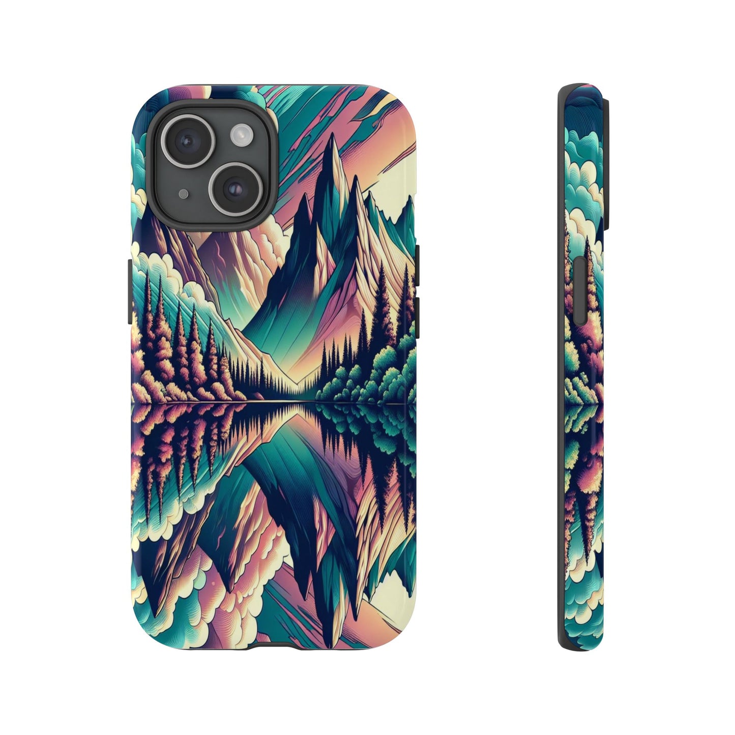 Tranquil Peaks and Reflected Skies - Phone Case