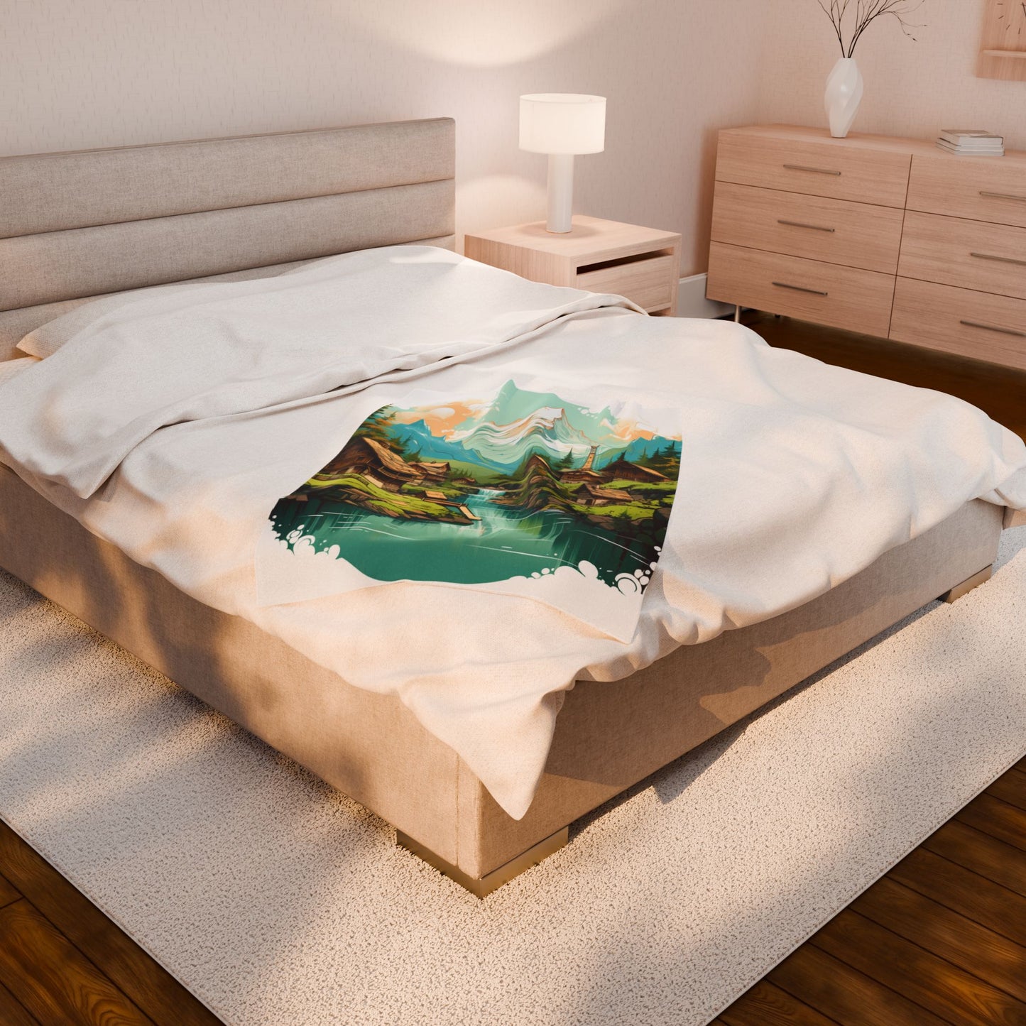 Mountain Village Serenity- Plush Blanket