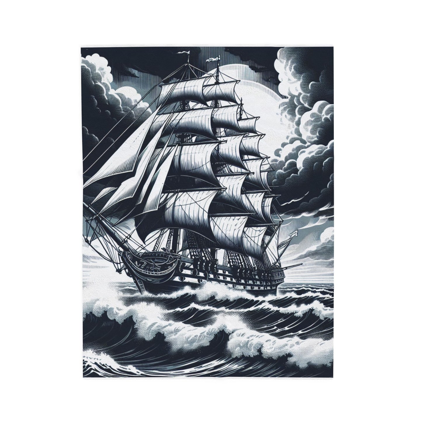 Monochromatic Nautical Adventure- Plush Blanket
