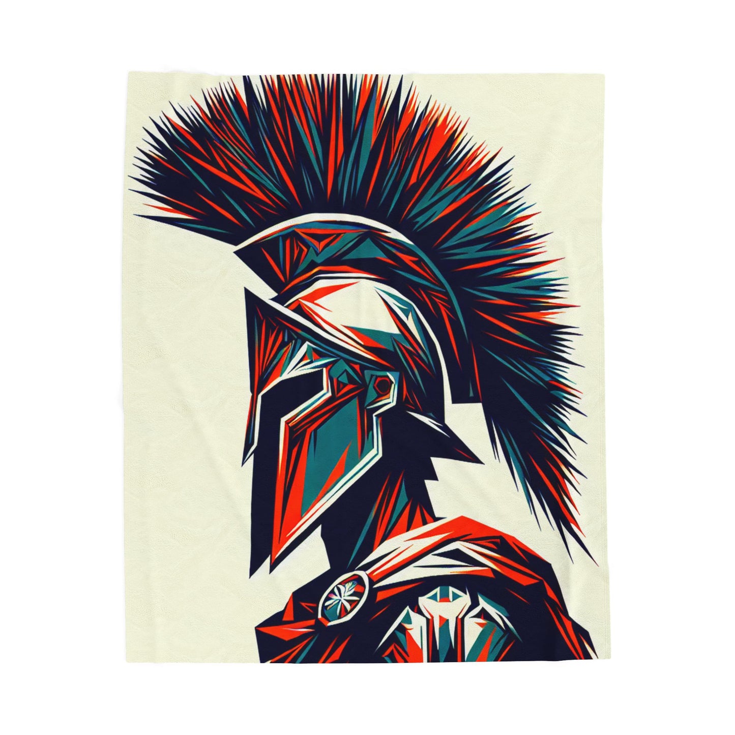 Geometric Spartan Warrior- Plush Blanket