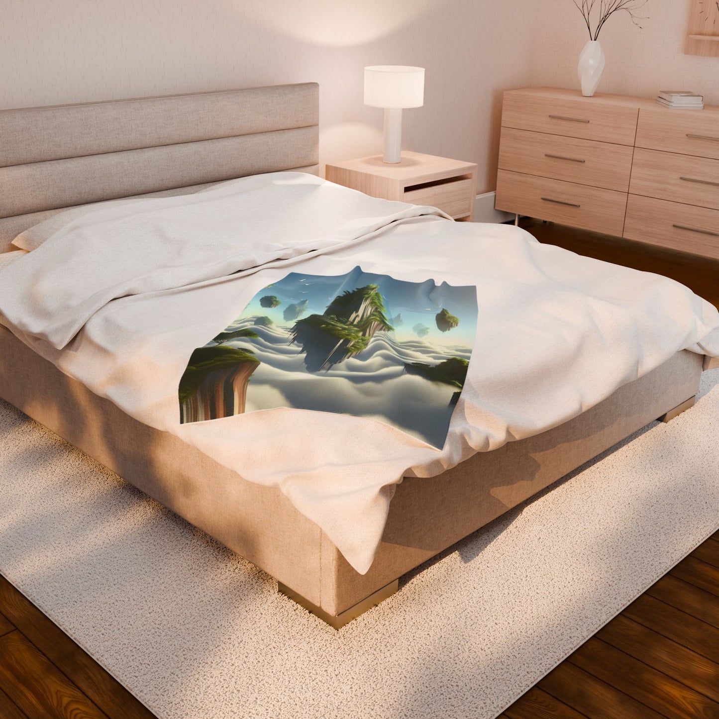 Floating Island Gardens in the Clouds - Plush Blanket