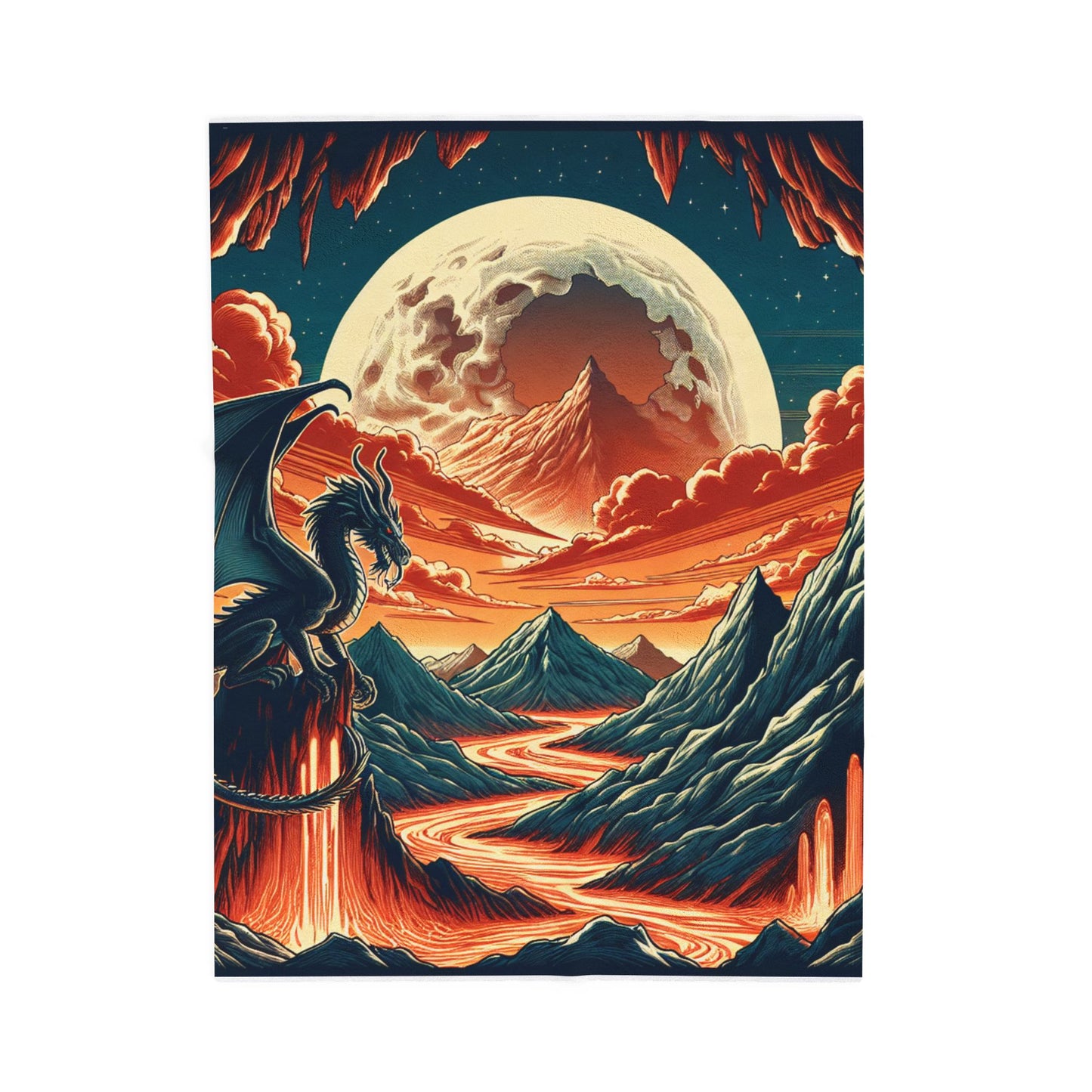 Dragon's Realm at Moonrise - Plush Blanket