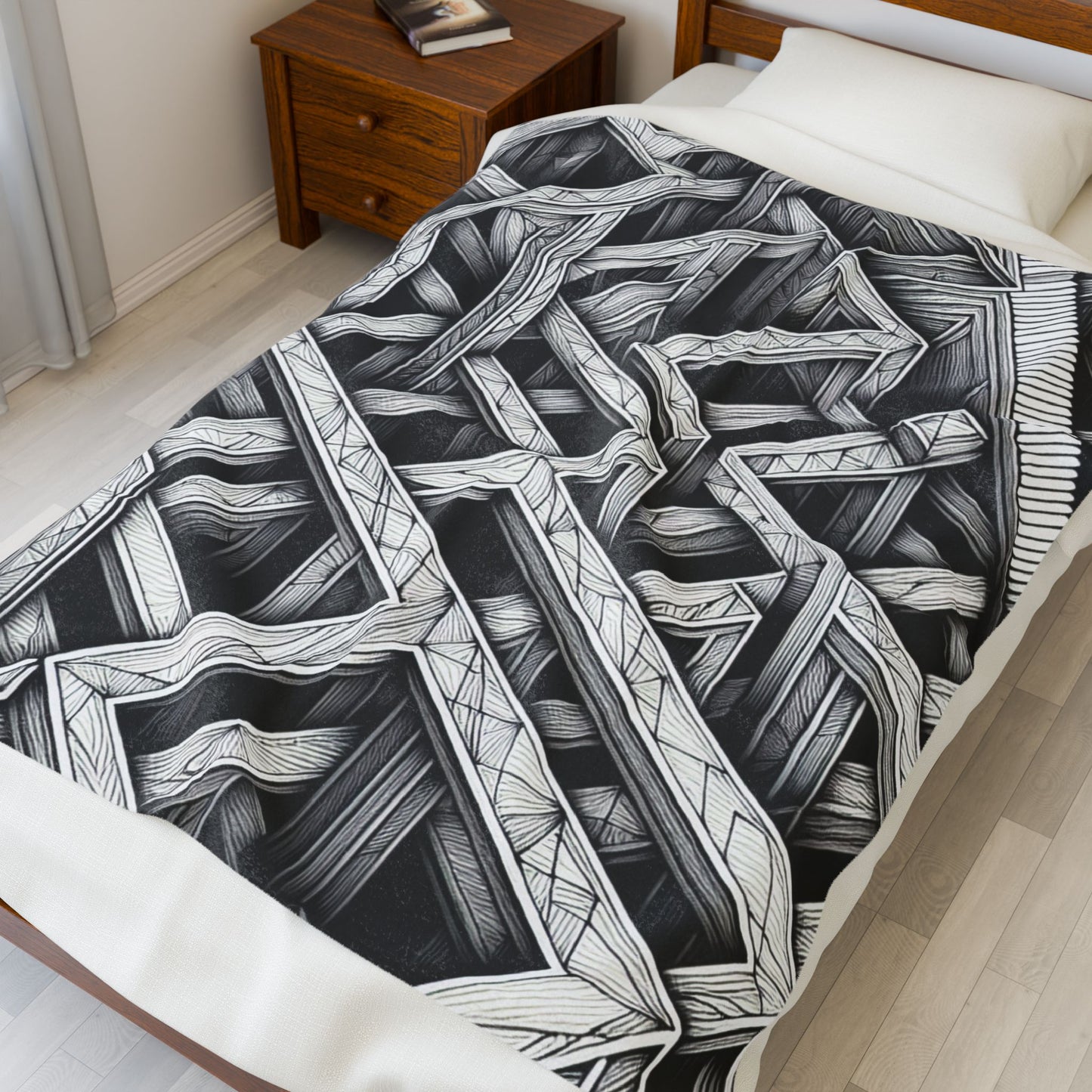 Maze of Shadows and Lines - Plush Blanket