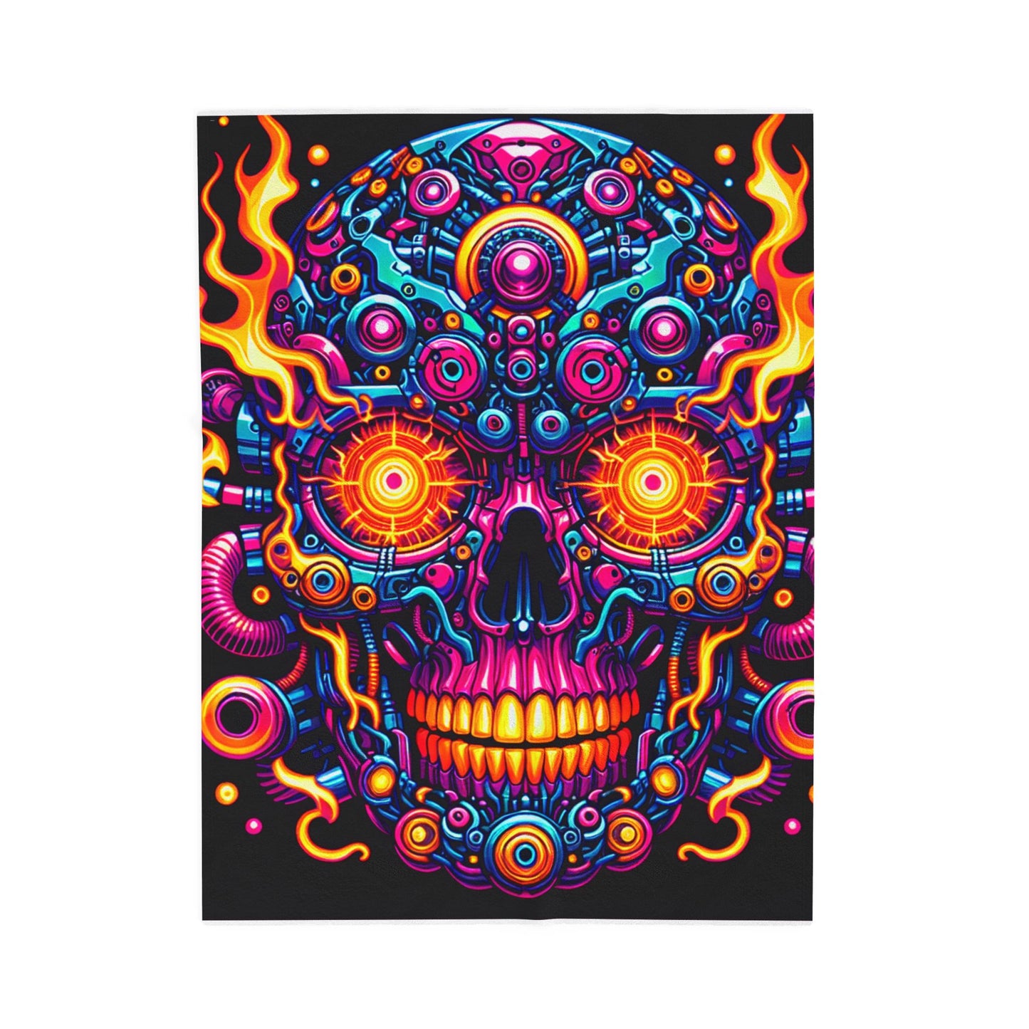 Techno Inferno Skull - Plush Blanket