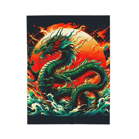 Dragon's Fiery Ascension - Plush Blanket