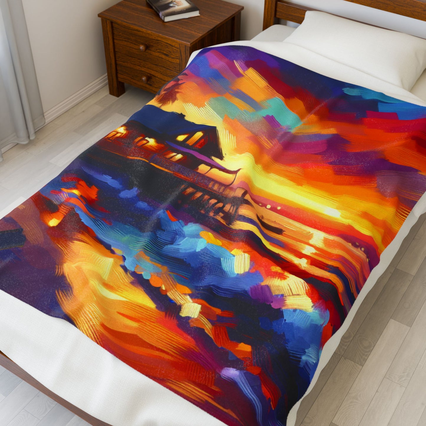 Seaside Repose at Dusk - Plush Blanket