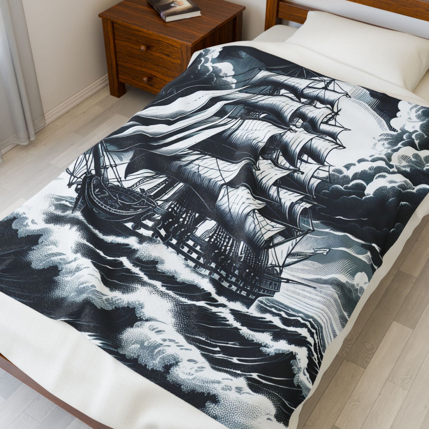 Monochromatic Nautical Adventure- Plush Blanket