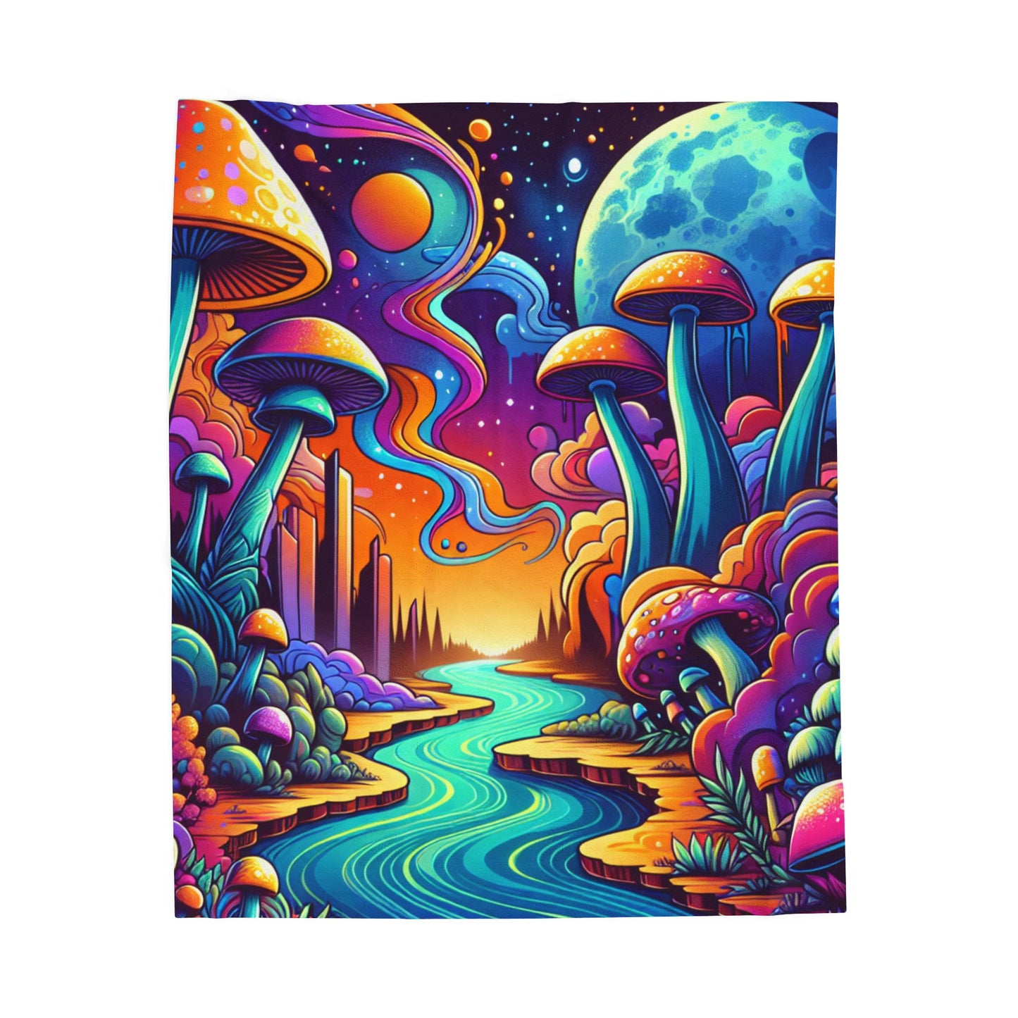 Mystic Fungi Realm - Plush Blanket