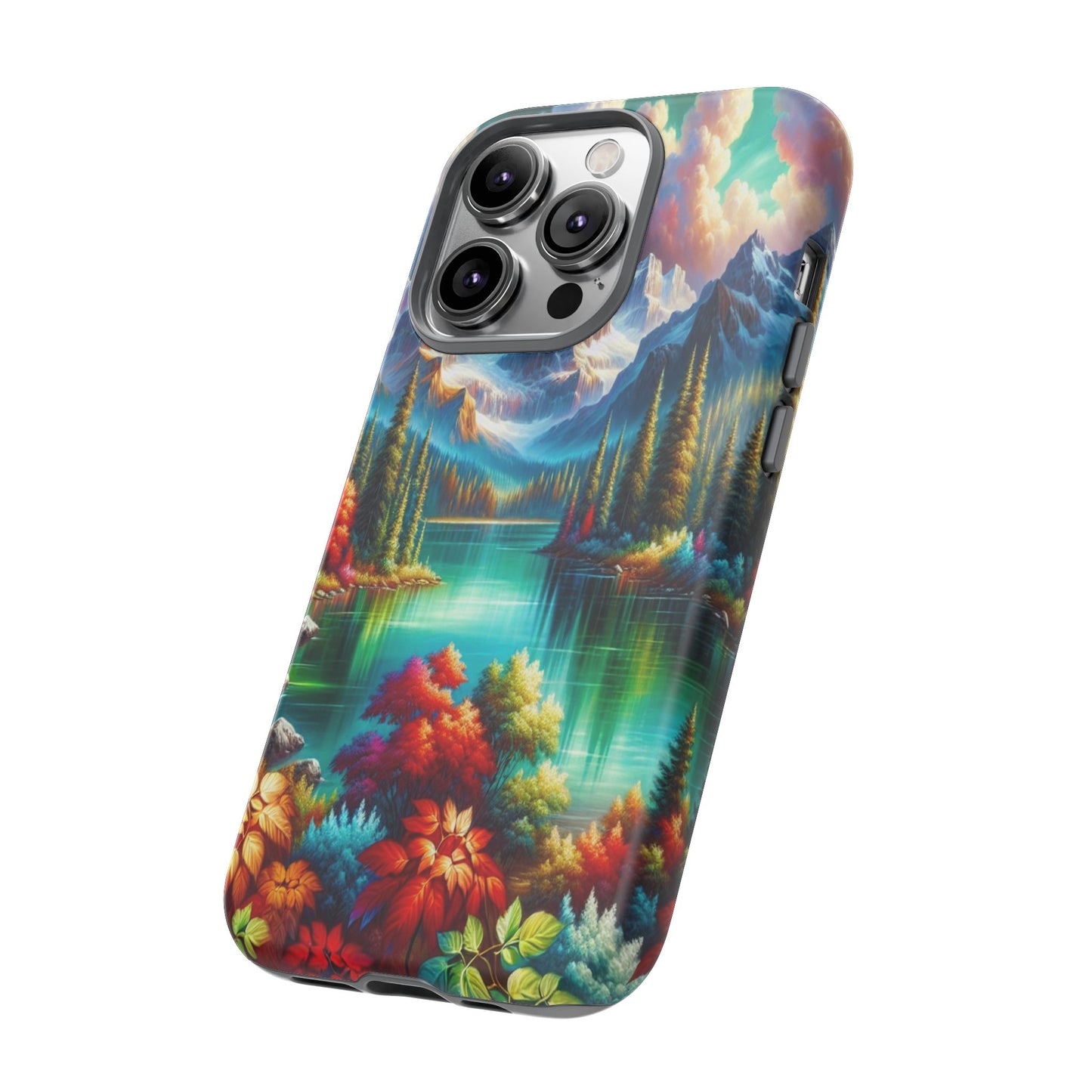 Colorful Mountain Lake Scene - Phone Case