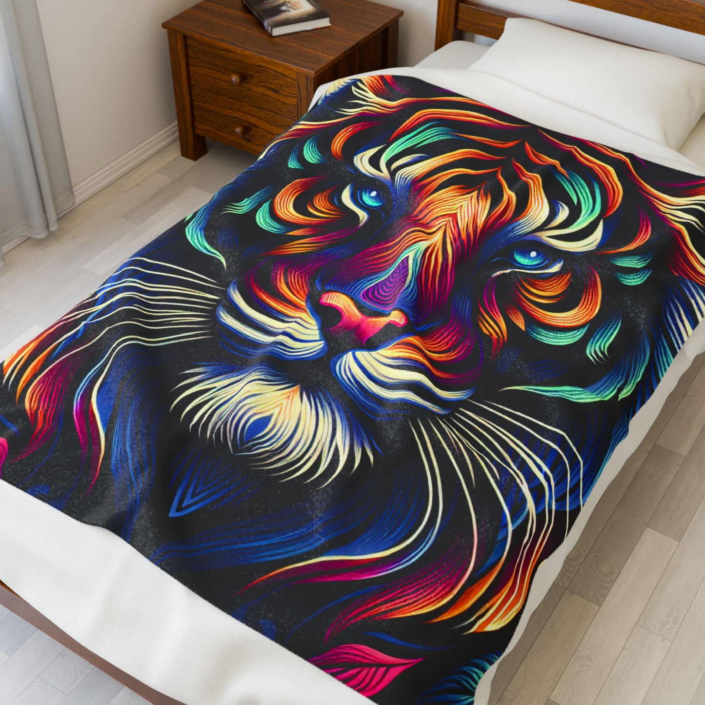 Majestic Beast in Vivid Tones - Plush Blanket