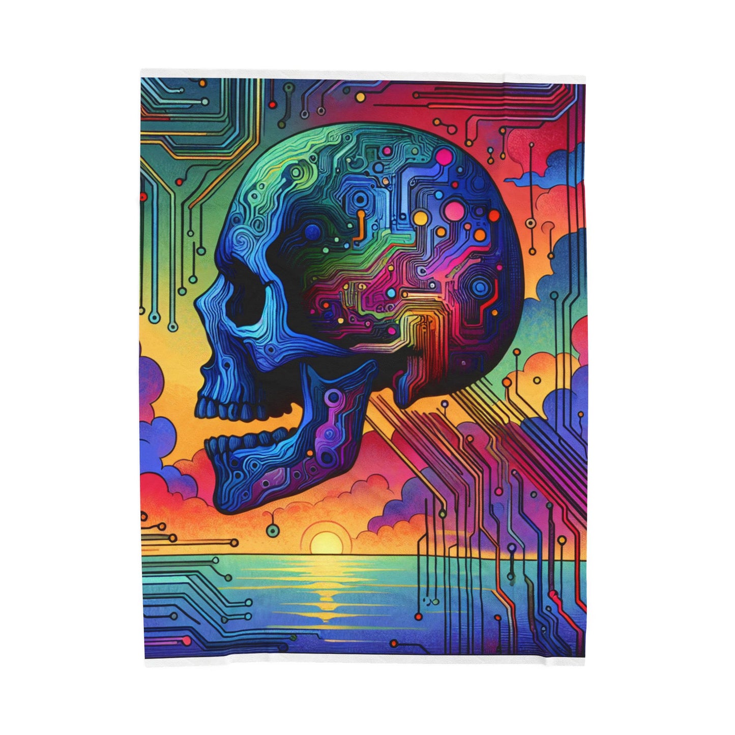 Technological Fusion Skull - Plush Blanket