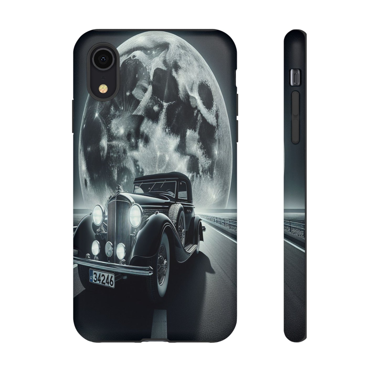Moonlit Journey with Classic Car - Phone Case