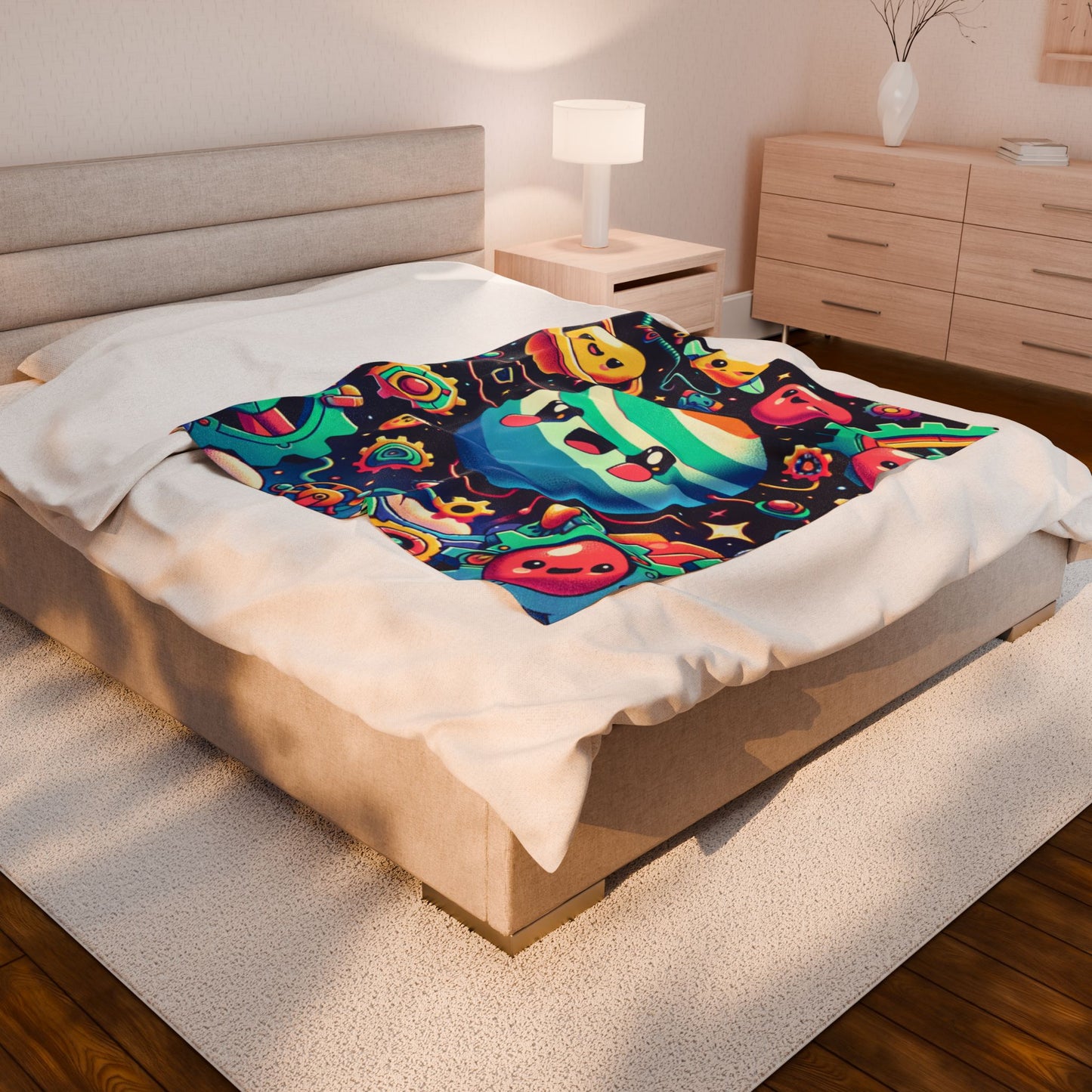 Playful Celestial Adventure - Plush Blanket