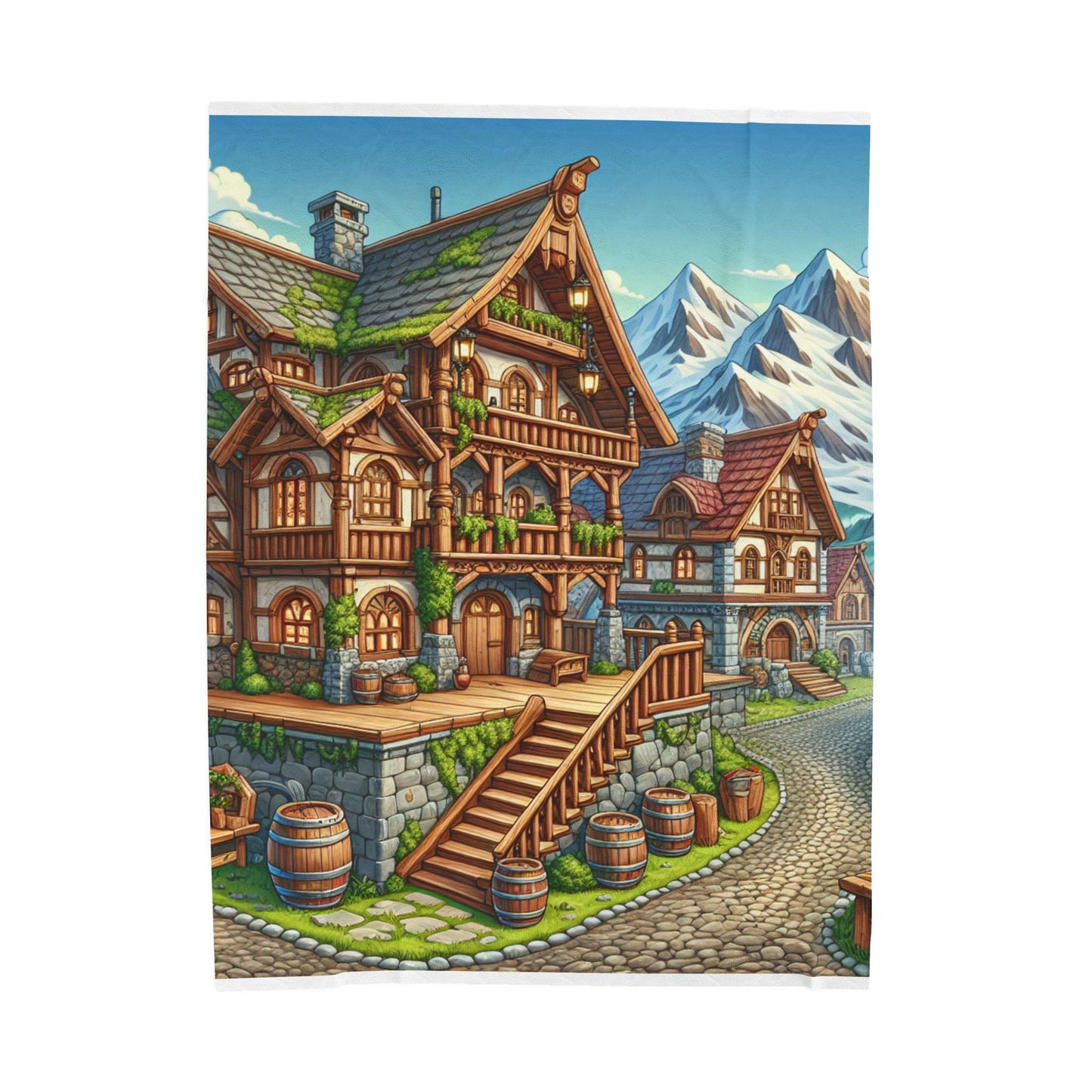 Alpine Hamlet Charm- Plush Blanket