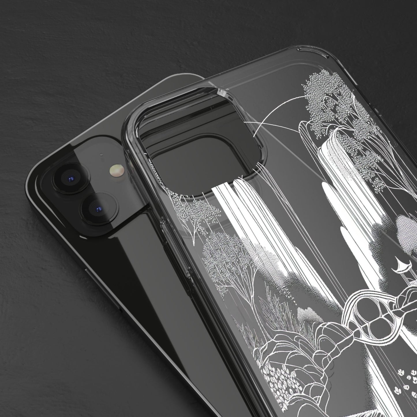 Transparent Waterfall Bridge Scene Iphone Case Compatible With Iphone 16 15 14 - Clear Phone Cover