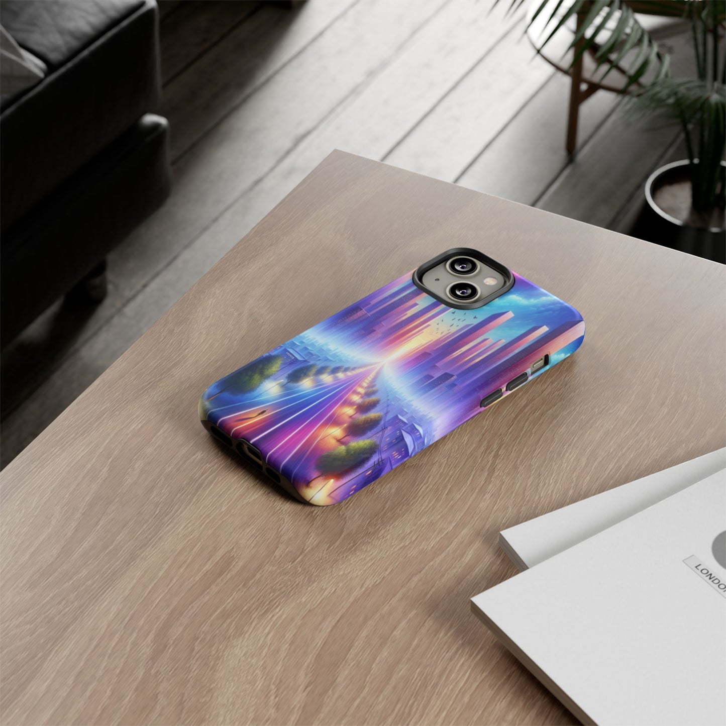 Journey into the Luminous Cityscape - Phone Case