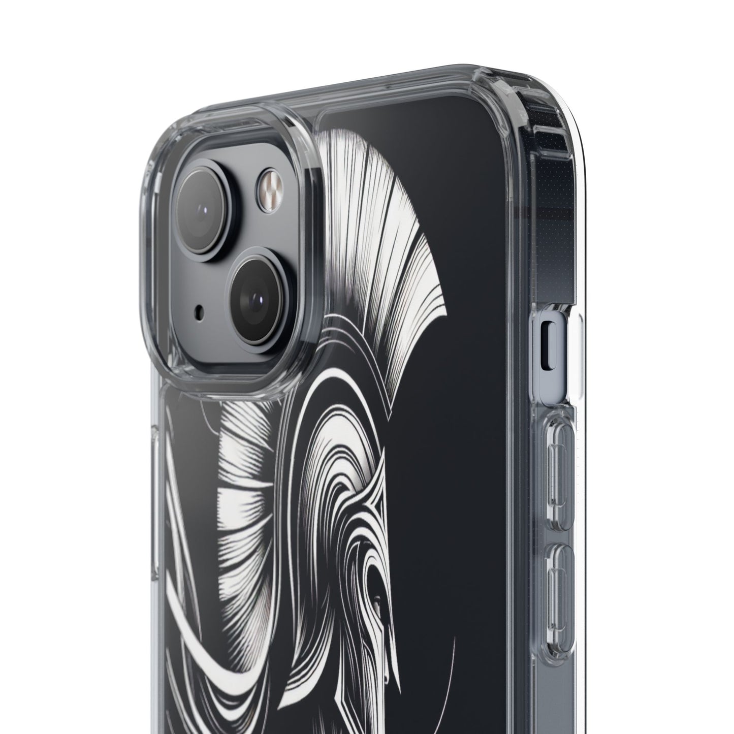 Transparent Helmeted Sentinel in Monochrome Motion Iphone Case Compatible With Iphone 16 15 14 - Clear Phone Cover