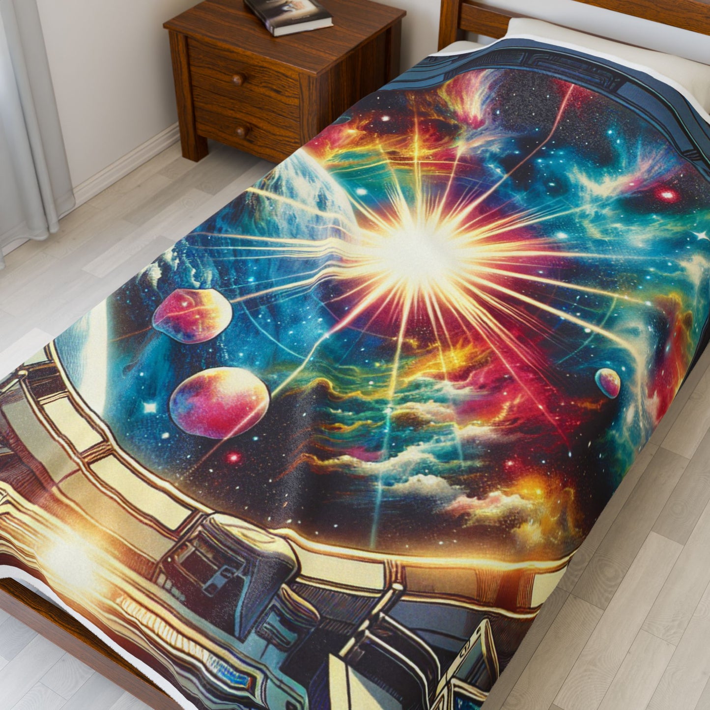 Galaxy Portal View from Spacecraft - Plush Blanket
