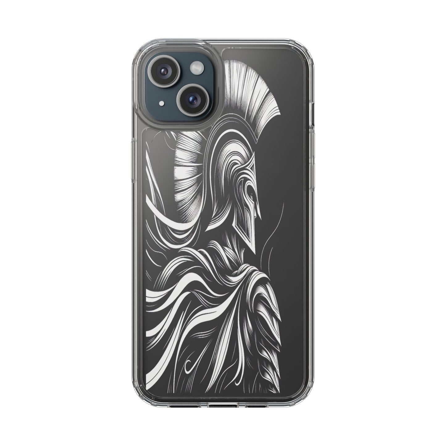 Transparent Helmeted Sentinel in Monochrome Motion Iphone Case Compatible With Iphone 16 15 14 - Clear Phone Cover