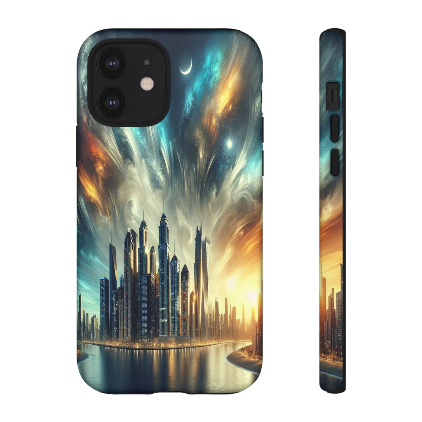 Cityscape under Celestial Tapestry - Phone Case