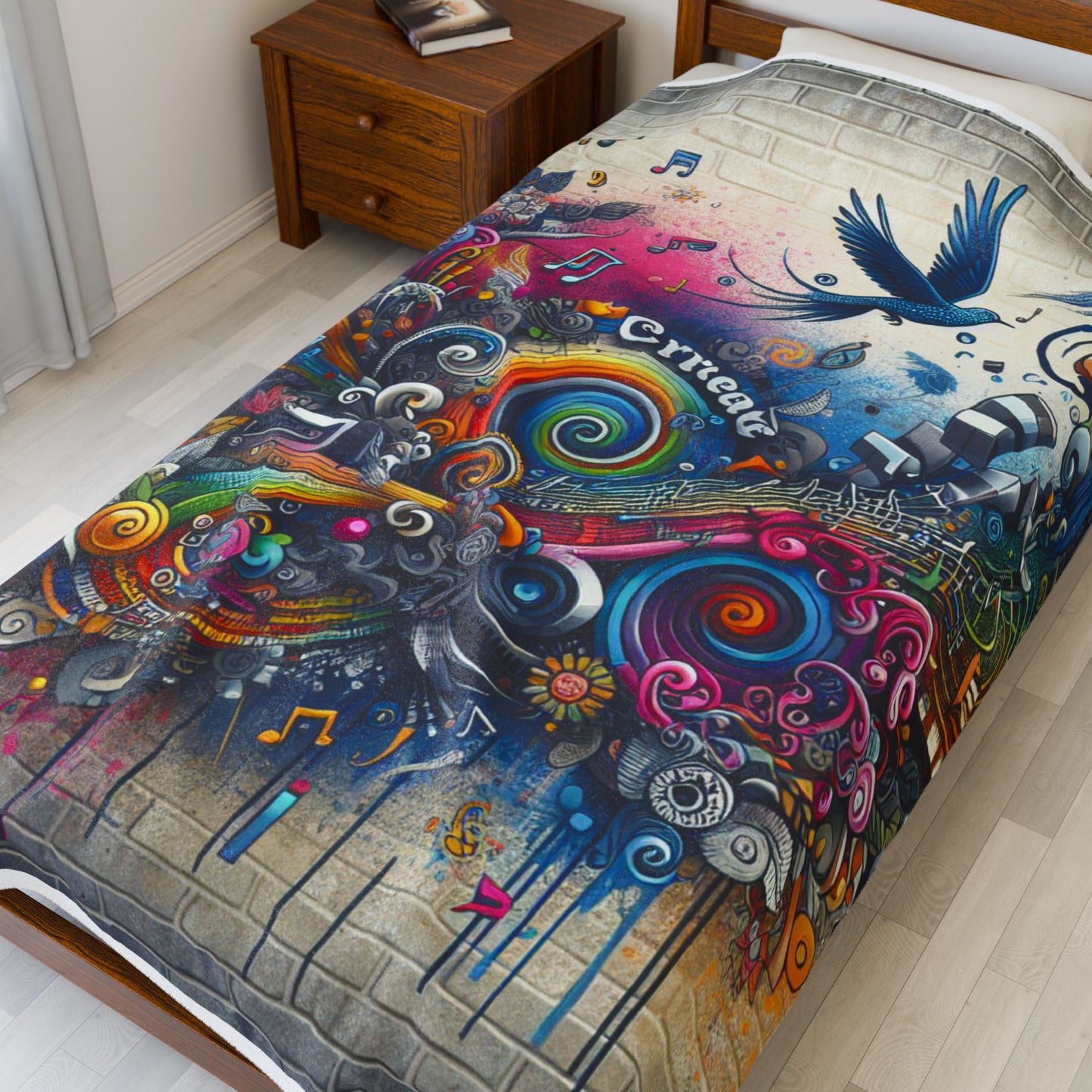 Creative Expression on the Wall - Plush Blanket