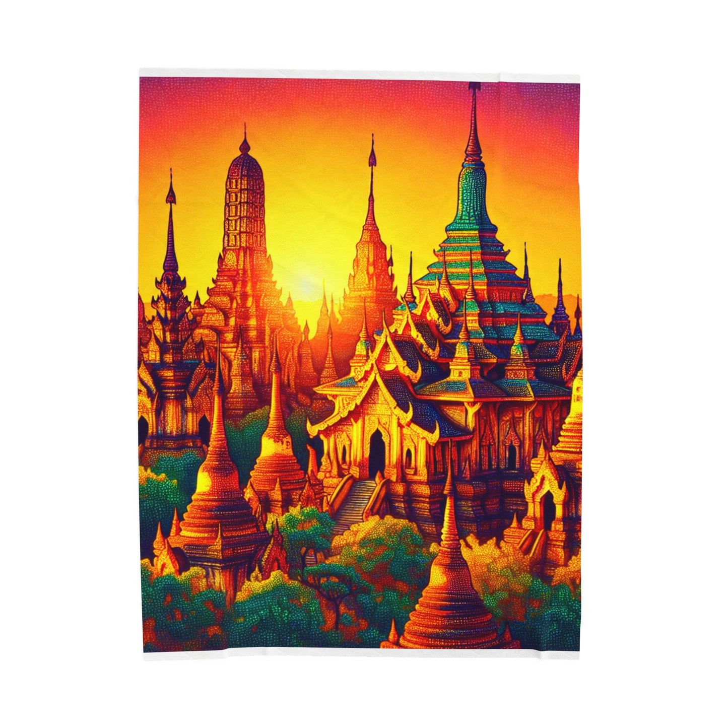Temple Radiance at Dawn - Plush Blanket