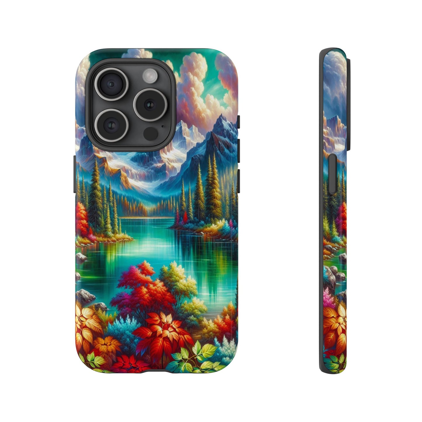 Colorful Mountain Lake Scene - Phone Case