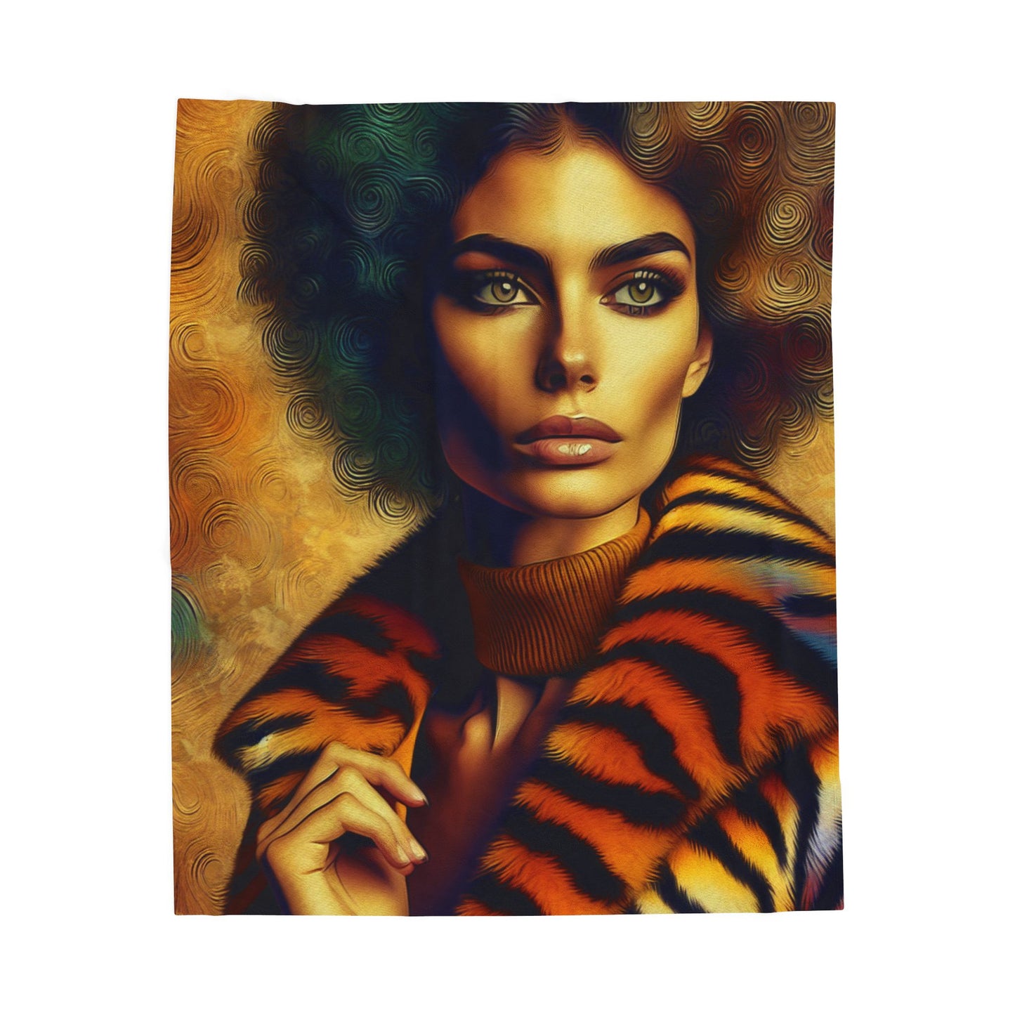 Feline Melanin Allure - Plush Blanket