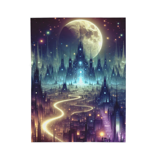 Fantasy Citadel Under the Moon - Plush Blanket