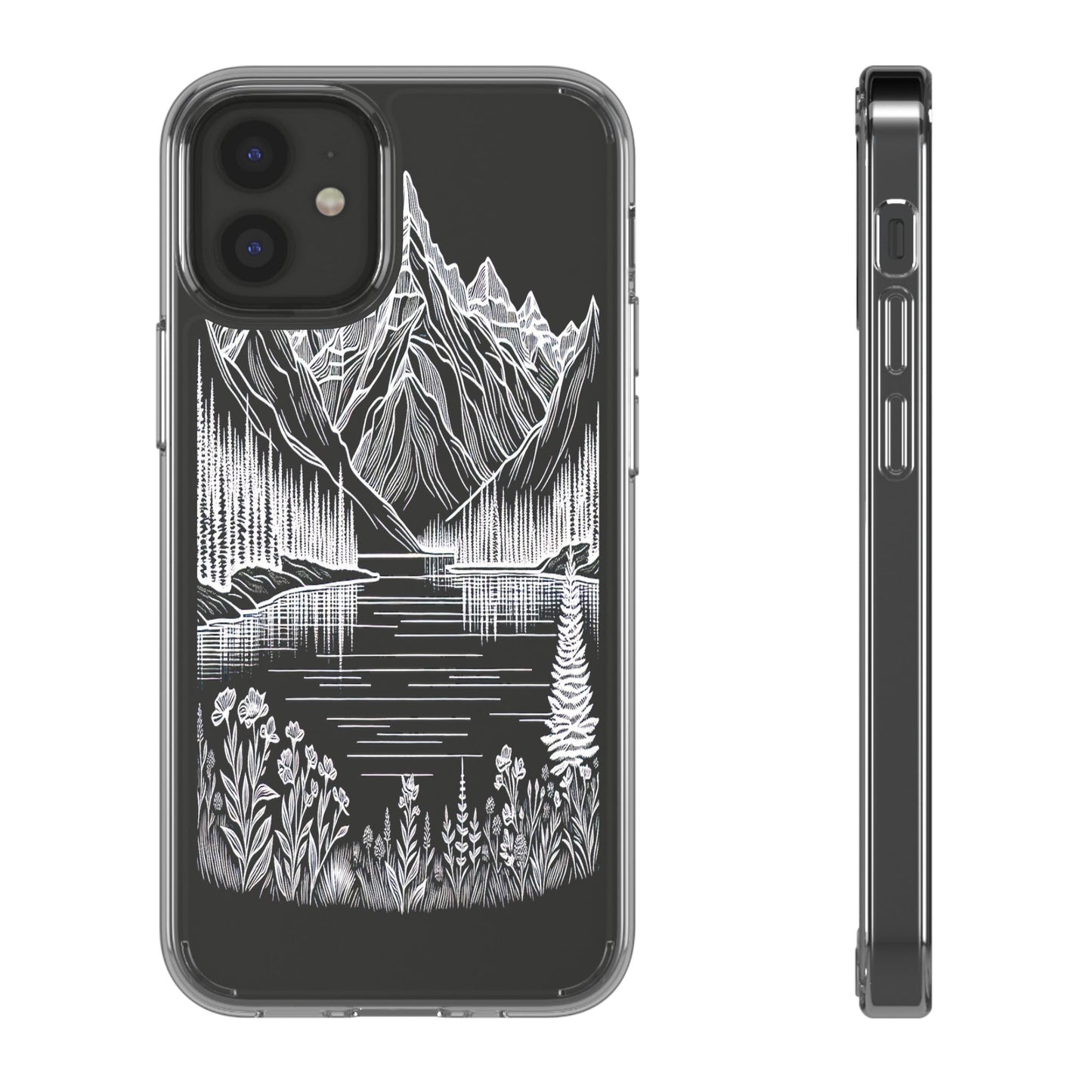 Transparent Majestic Peaks and Flora Iphone Case Compatible With Iphone 16 15 14 - Clear Phone Cover