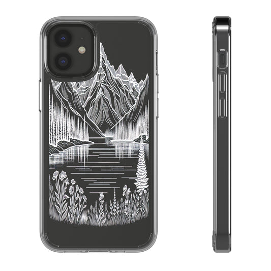 Transparent Majestic Peaks and Flora Iphone Case Compatible With Iphone 16 15 14 - Clear Phone Cover